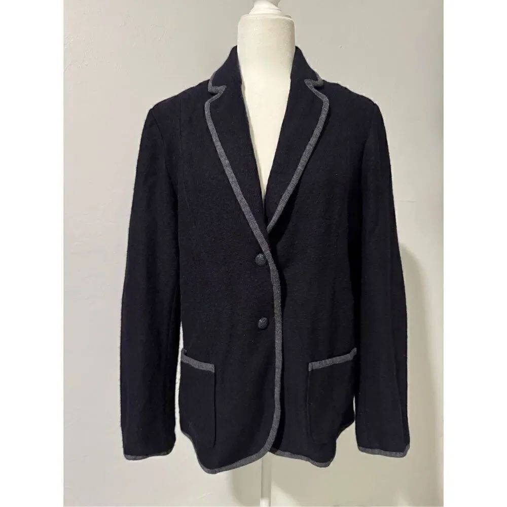 Brooks brothers 346 blue wool blend blazer jacket elbow patch XL